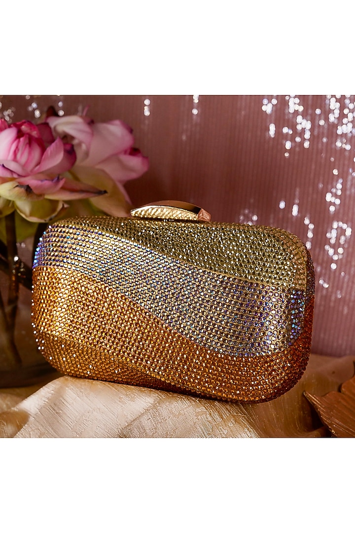 Gold Metal Crystal Clutch by Be Chic at Pernia's Pop Up Shop