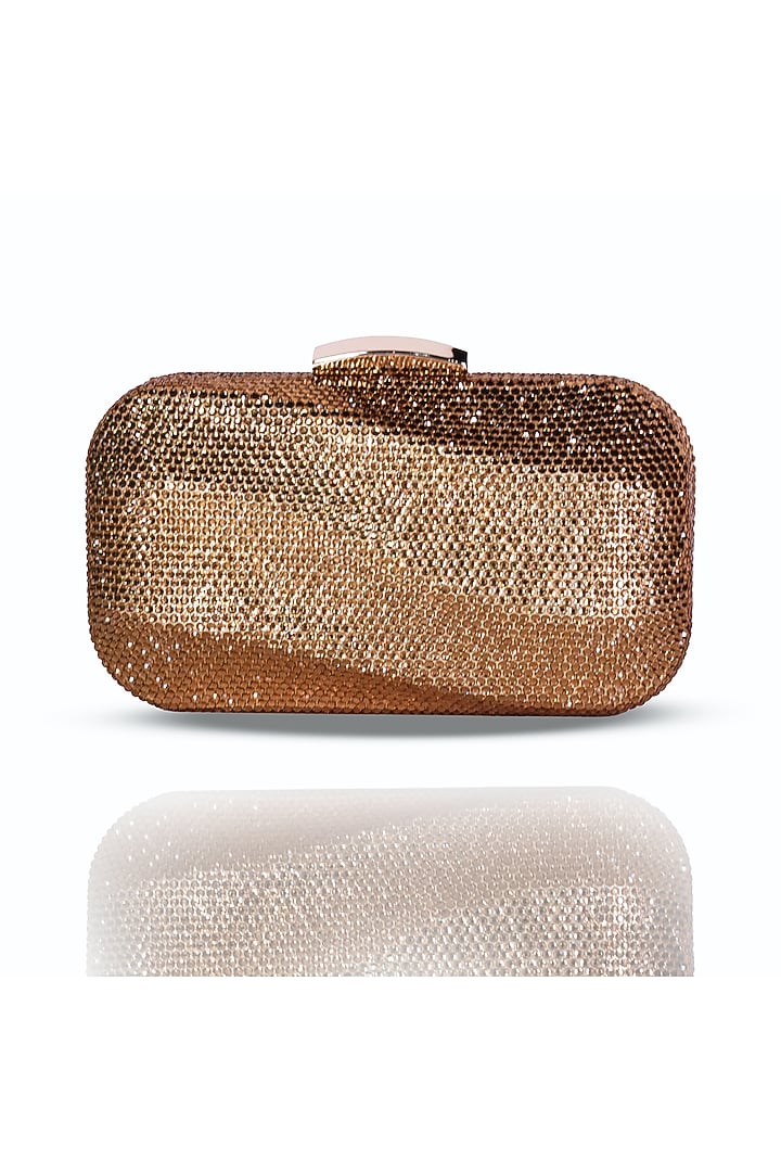 Gold Metal Crystal Clutch by Be Chic at Pernia's Pop Up Shop