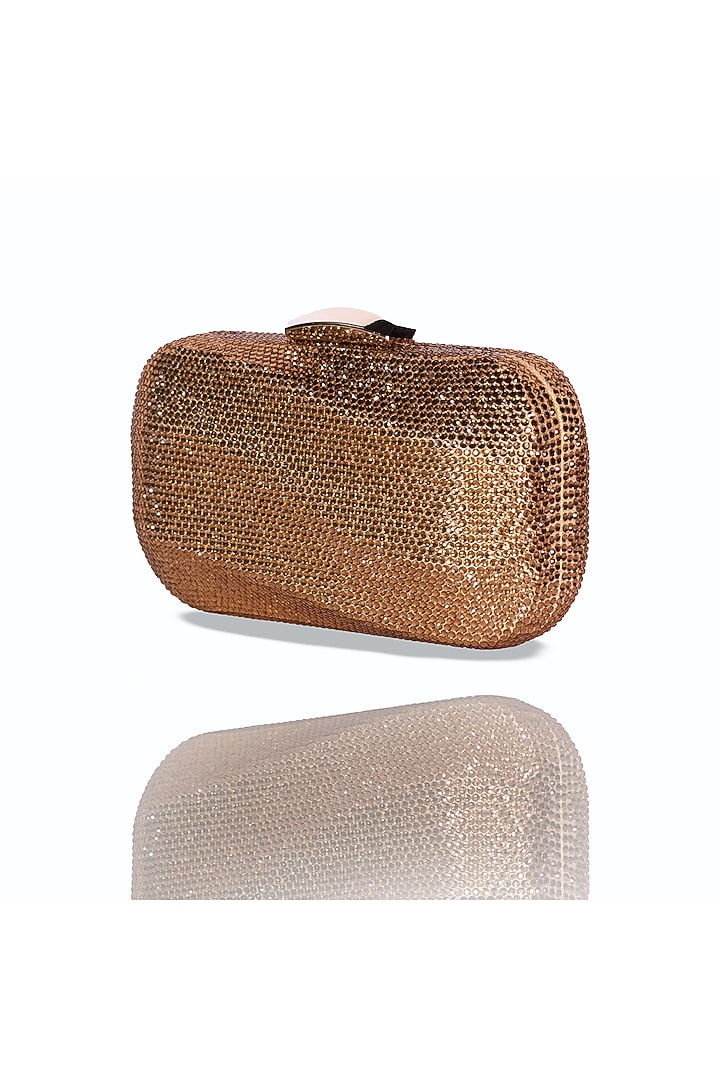 Gold Metal Crystal Clutch by Be Chic at Pernia's Pop Up Shop