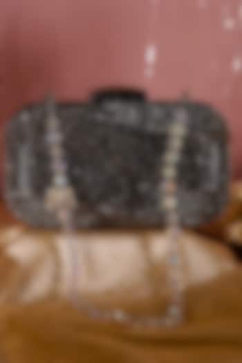 Black Metal Crystal Clutch by Be Chic at Pernia's Pop Up Shop