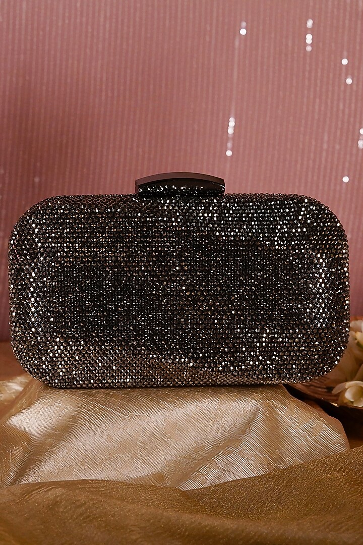 Black Metal Crystal Clutch by Be Chic at Pernia's Pop Up Shop