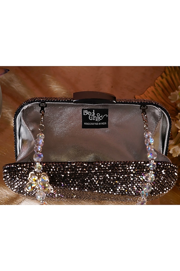 Black Metal Crystal Clutch by Be Chic at Pernia's Pop Up Shop