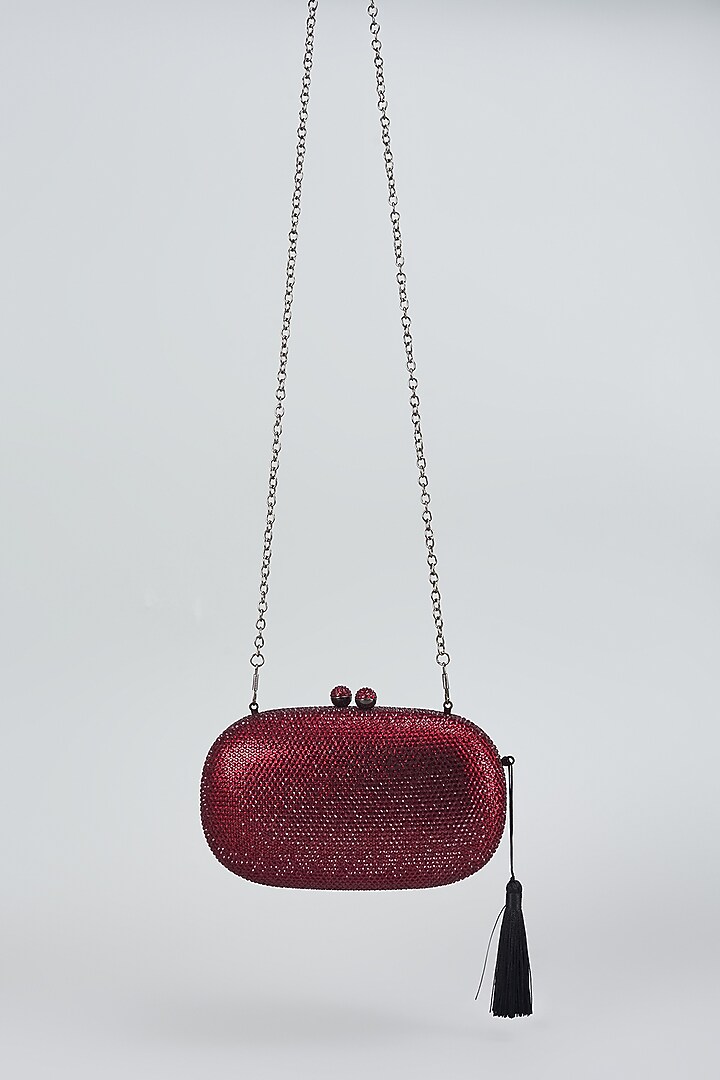 Red Metal & Artificial Leather Bag by Be Chic at Pernia's Pop Up Shop