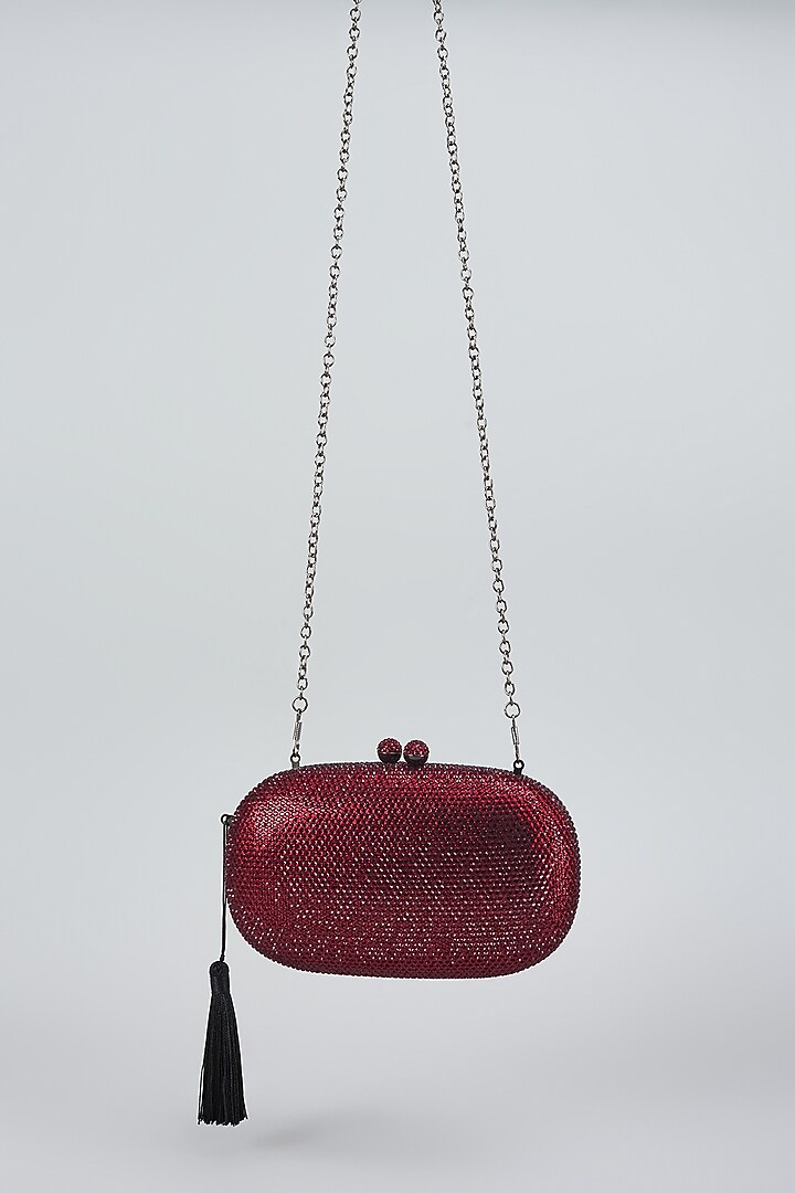 Red Metal & Artificial Leather Bag by Be Chic at Pernia's Pop Up Shop