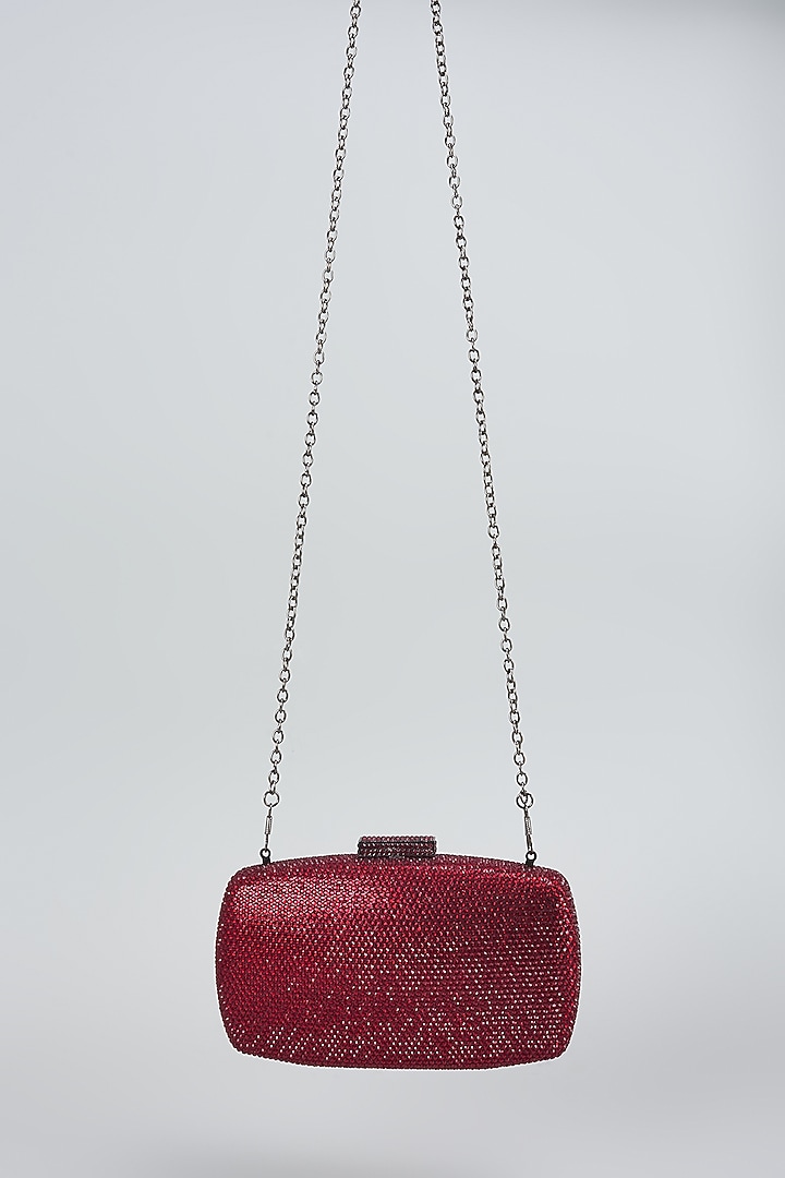 Red Metal & Artificial Leather Bag by Be Chic at Pernia's Pop Up Shop