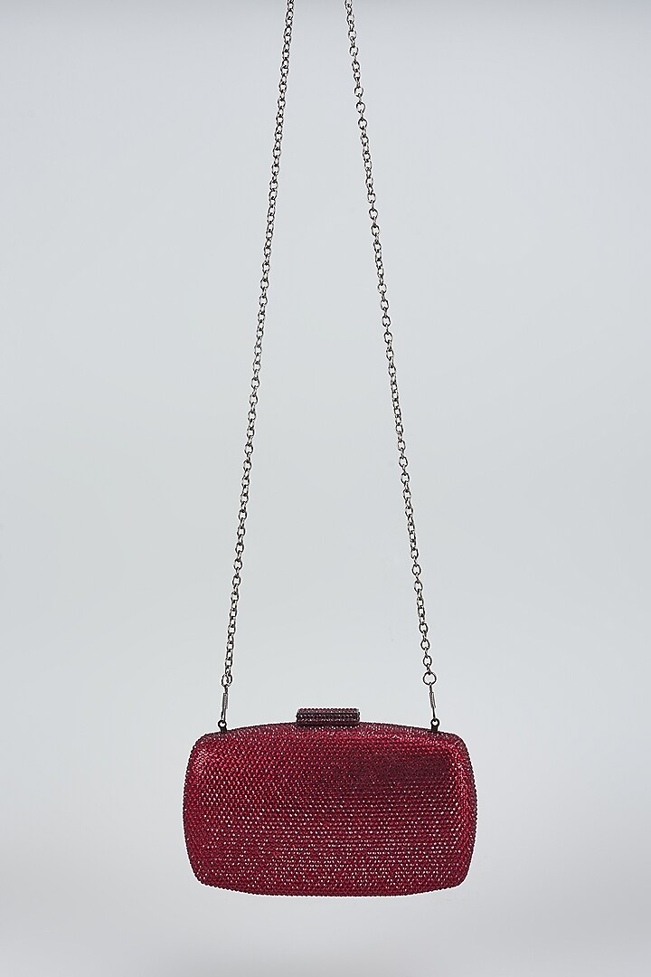 Red Metal & Artificial Leather Bag by Be Chic at Pernia's Pop Up Shop