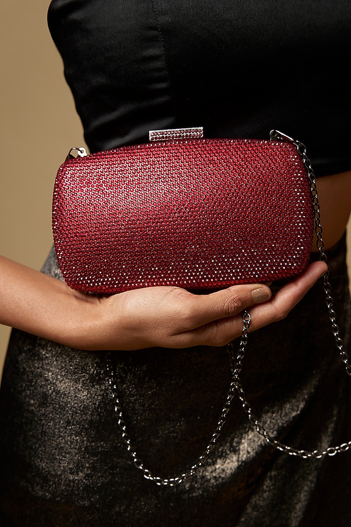 Red Metal & Artificial Leather Bag by Be Chic at Pernia's Pop Up Shop
