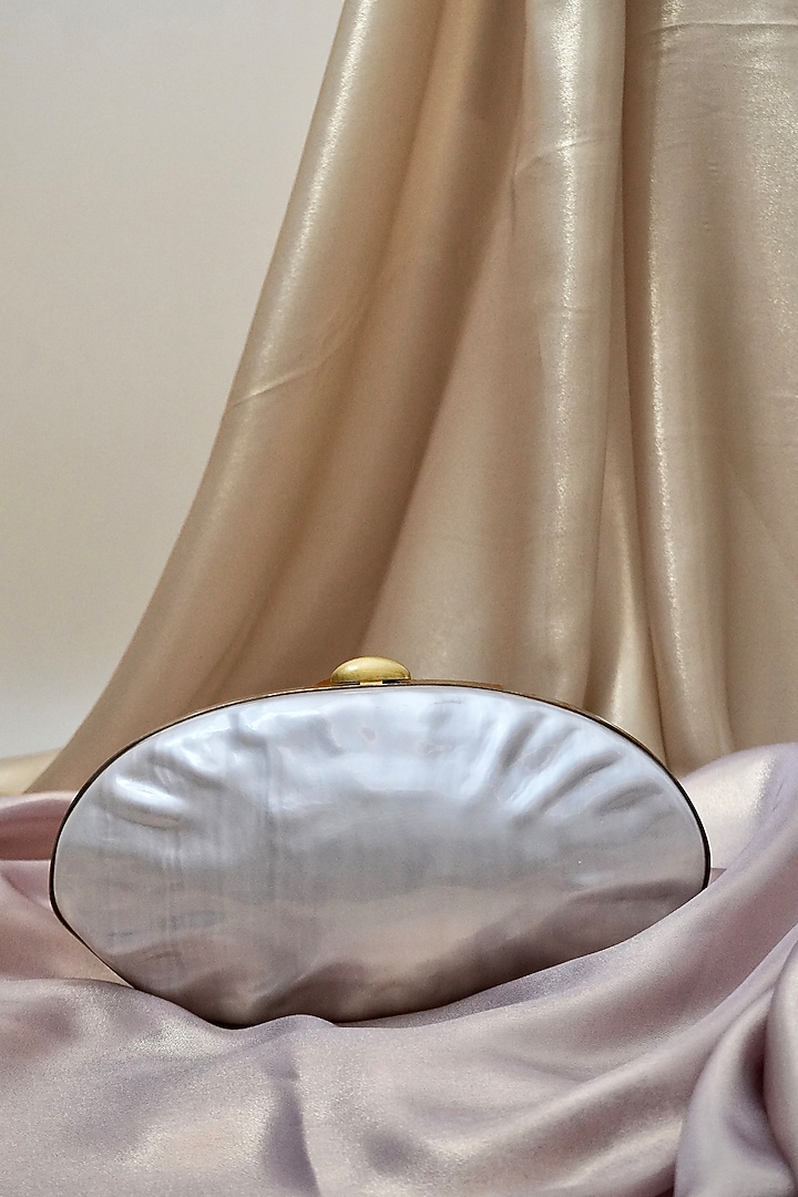 Silver Acrylic Shell Clutch by Be Chic at Pernia's Pop Up Shop