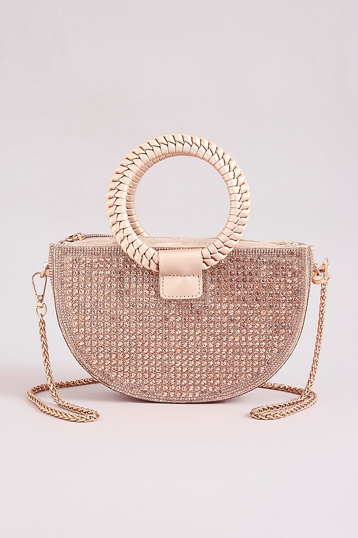 Rose Gold Faux Leather Crystal Handbag by Be Chic at Pernia's Pop Up Shop