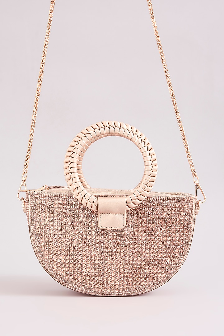 Rose Gold Faux Leather Crystal Handbag by Be Chic at Pernia's Pop Up Shop