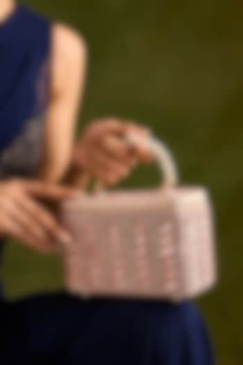 Rose Gold Faux Leather Leaf-Shaped Crystal Vanity Bag by Be Chic at Pernia's Pop Up Shop