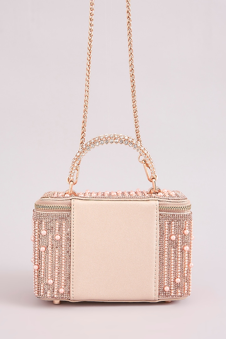 Rose Gold Faux Leather Pearl Vanity Bag by Be Chic at Pernia's Pop Up Shop