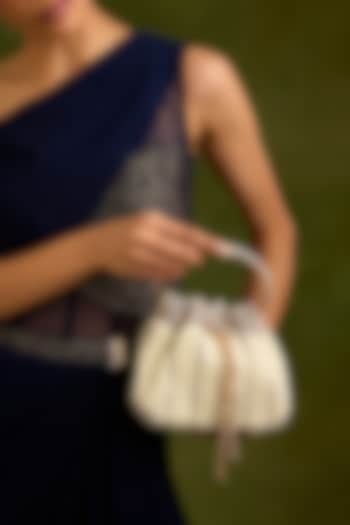 Gold Faux Leather Pearl Bucket Bag by Be Chic at Pernia's Pop Up Shop