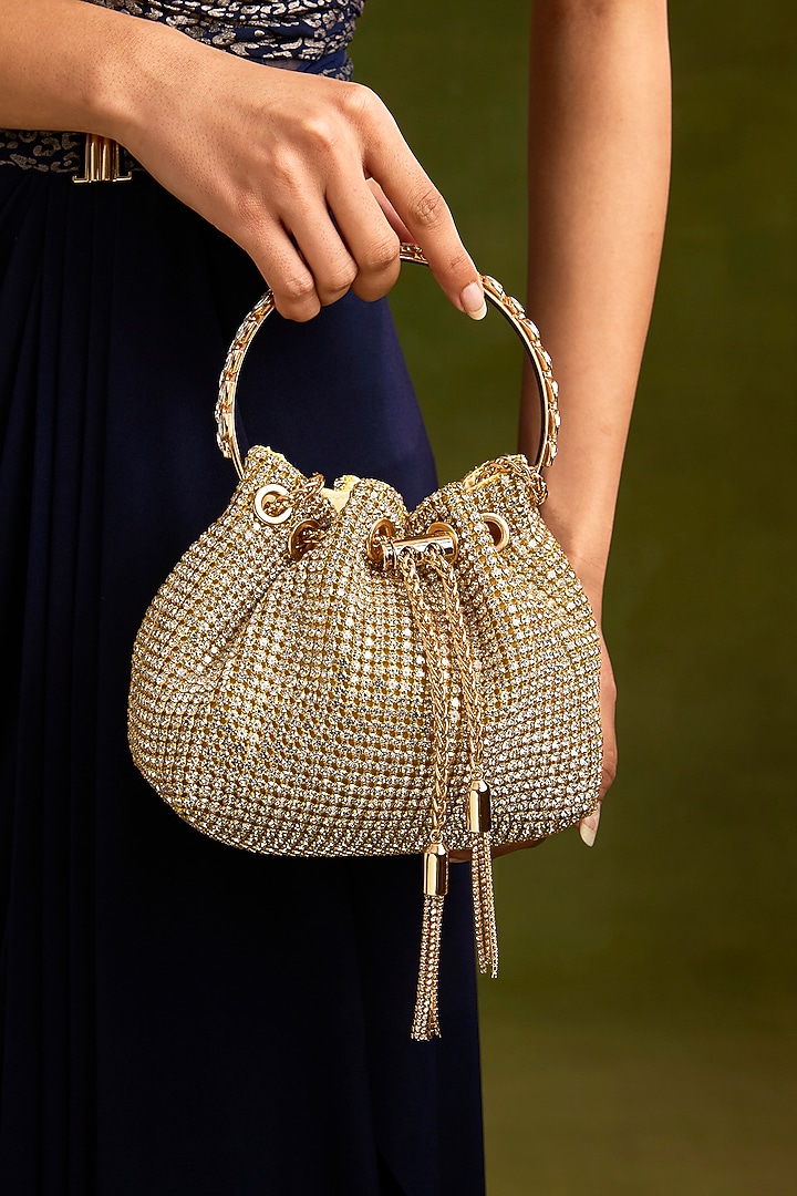 Gold Faux Leather Bucket Bag by Be Chic at Pernia's Pop Up Shop