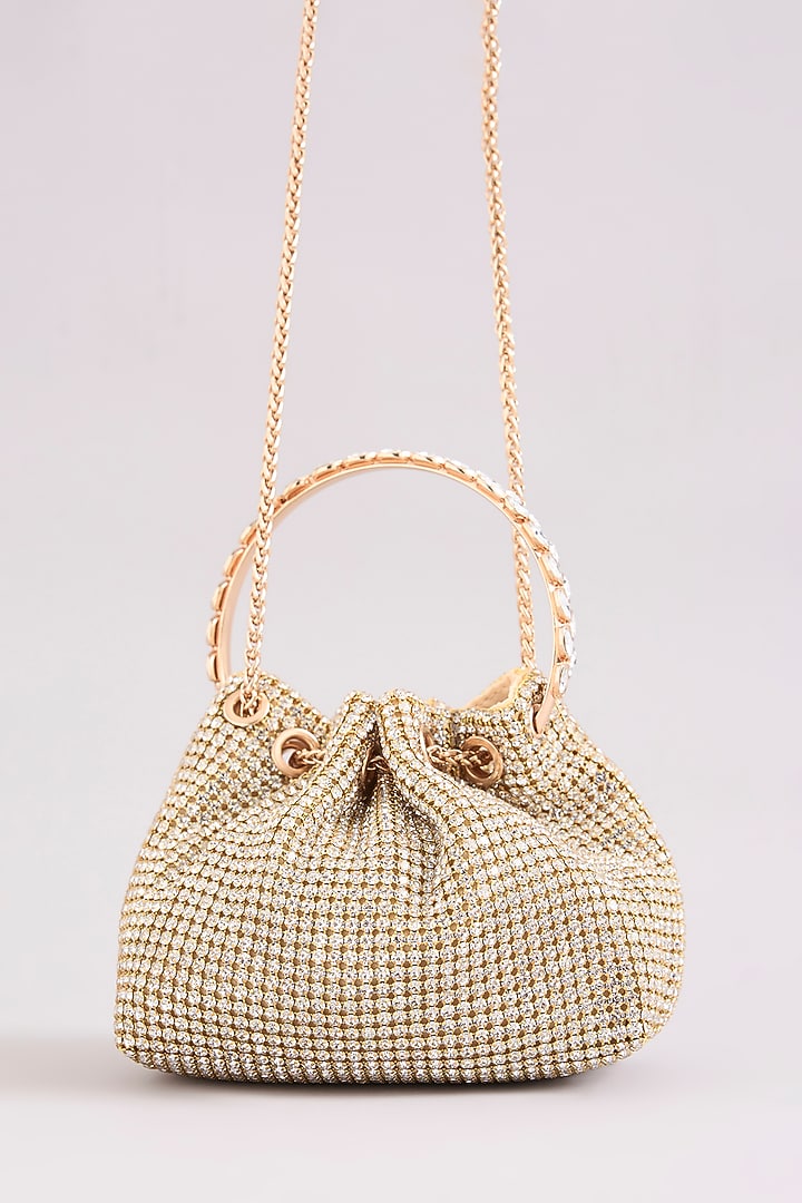 Gold Faux Leather Bucket Bag by Be Chic at Pernia's Pop Up Shop