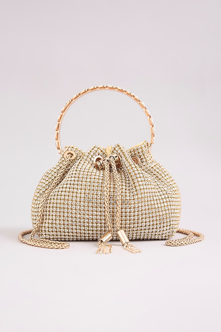 Gold Faux Leather Bucket Bag by Be Chic at Pernia's Pop Up Shop