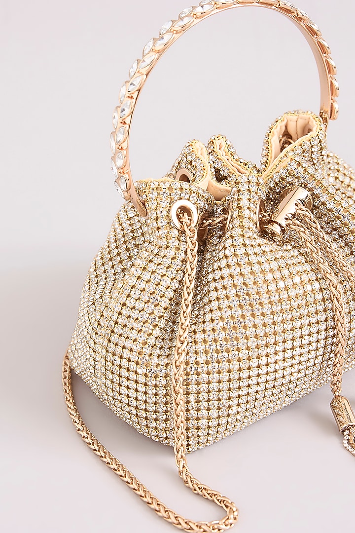 Gold Faux Leather Bucket Bag by Be Chic at Pernia's Pop Up Shop