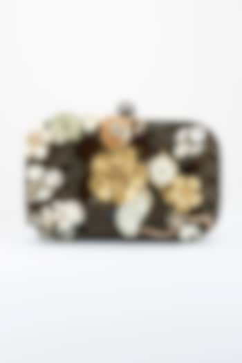 Dark Grey Mother Of Pearl Handcrafted Clutch by Be Chic