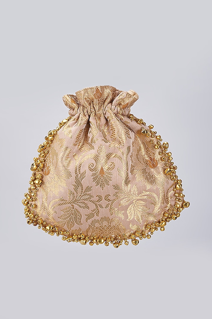 Gold Brocade Hand Embroidered Potli by Be Chic at Pernia's Pop Up Shop