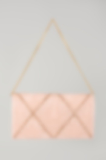 Pink Satin & Metal Crystal Hand Embroidered Clutch by Be Chic at Pernia's Pop Up Shop