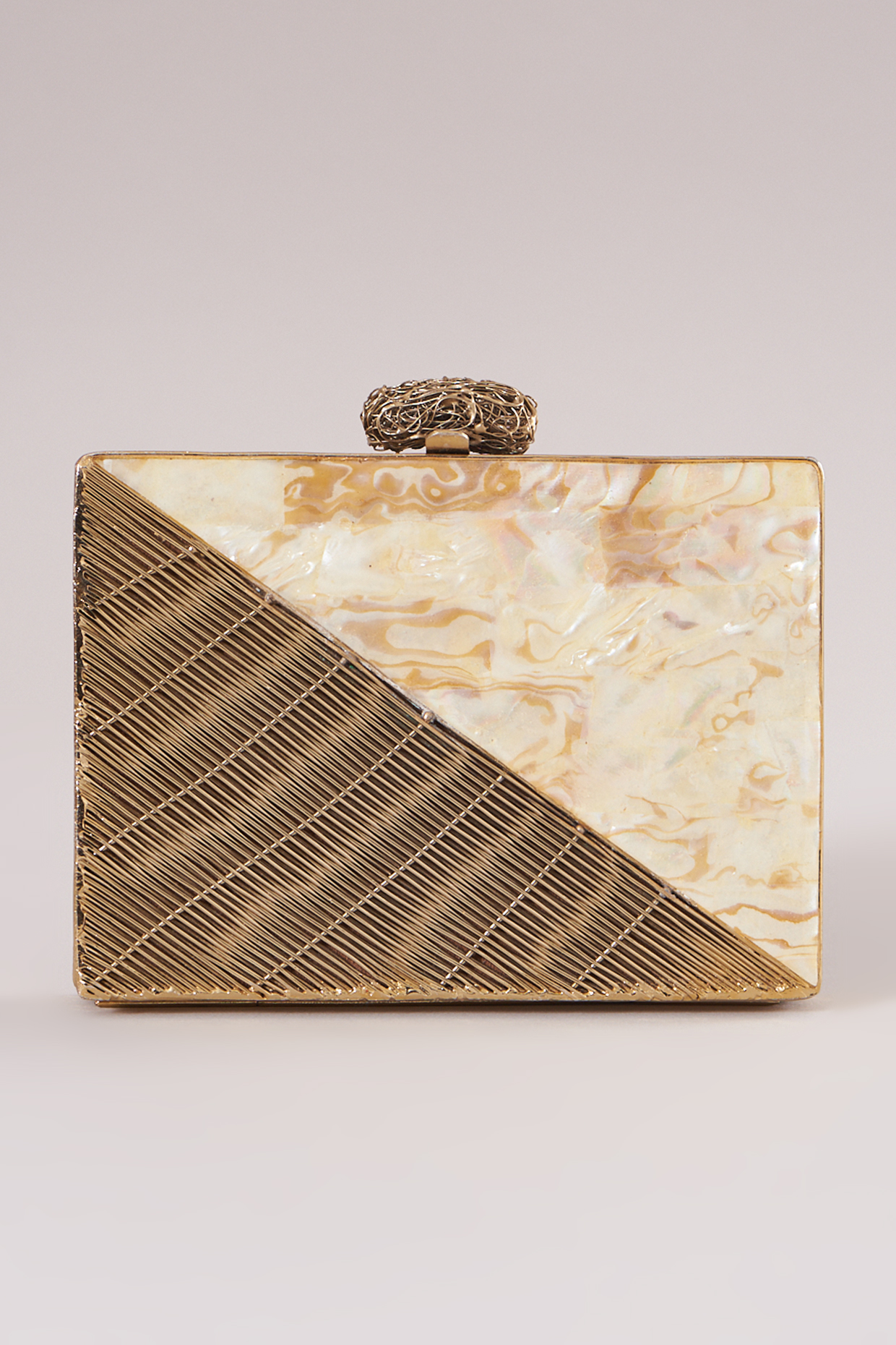 Dull Gold Handcrafted Clutch by Be Chic
