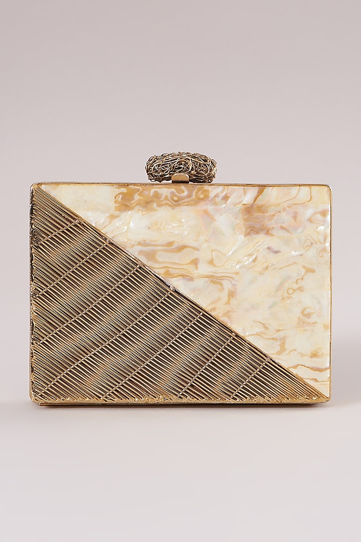 Dull Gold Handcrafted Clutch by Be Chic