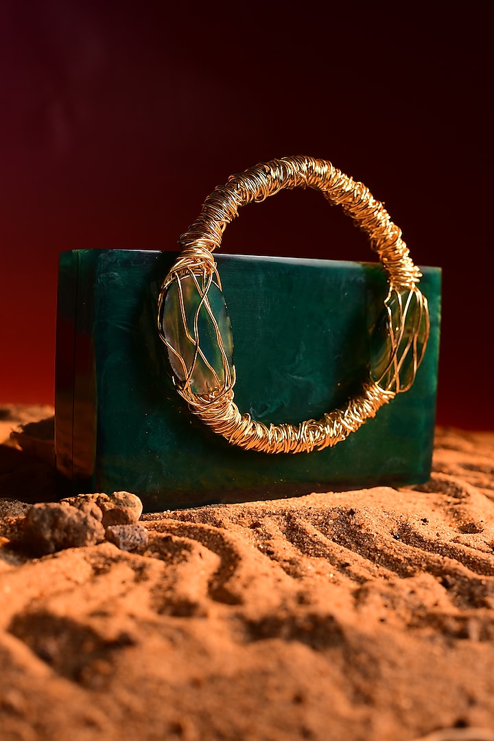 Green Hand-Poured Clutch by Be Chic
