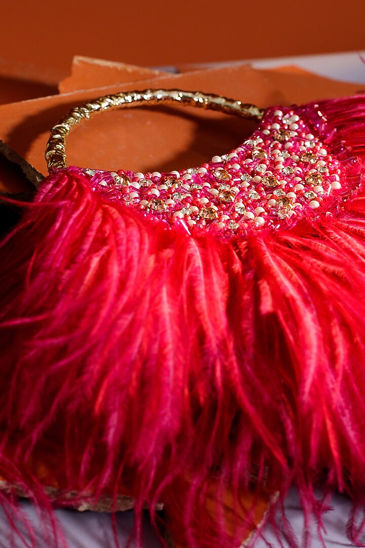 Hot Pink Hand Embroidered Clutch by Be Chic at Pernia's Pop Up Shop