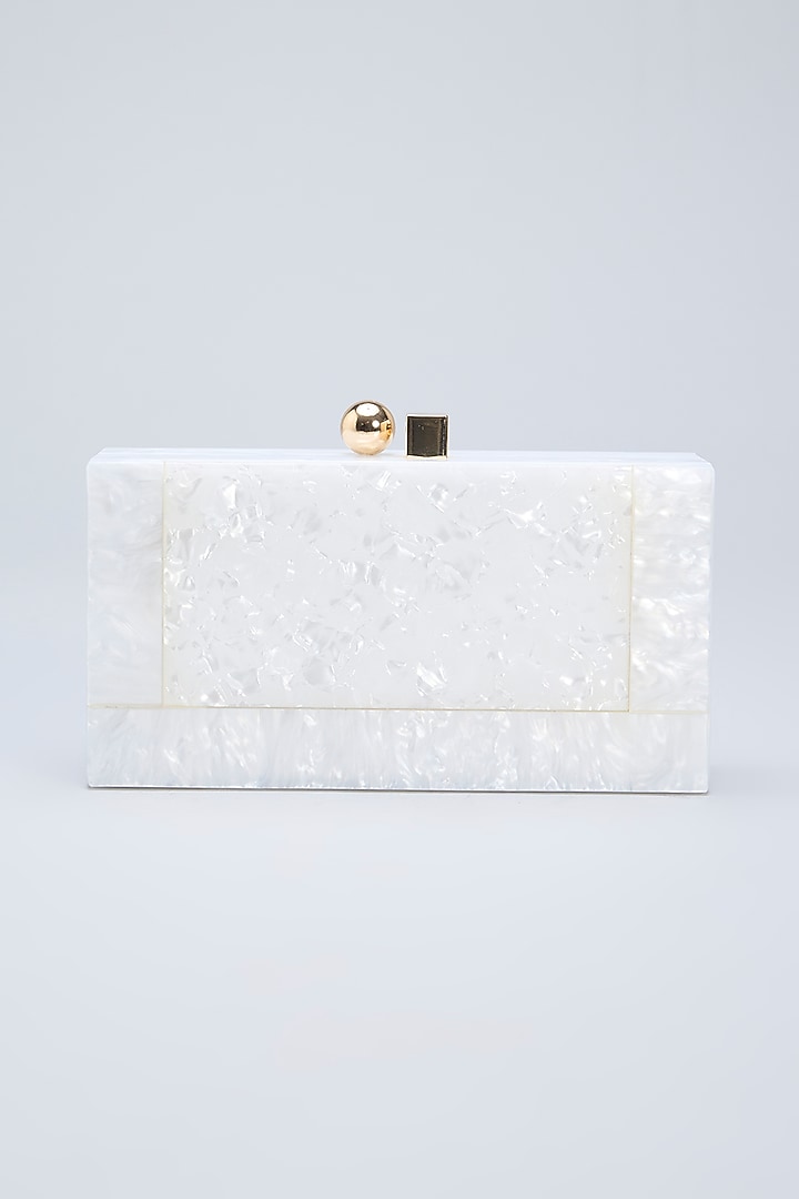 White Acrylic Clutch by Be Chic at Pernia's Pop Up Shop