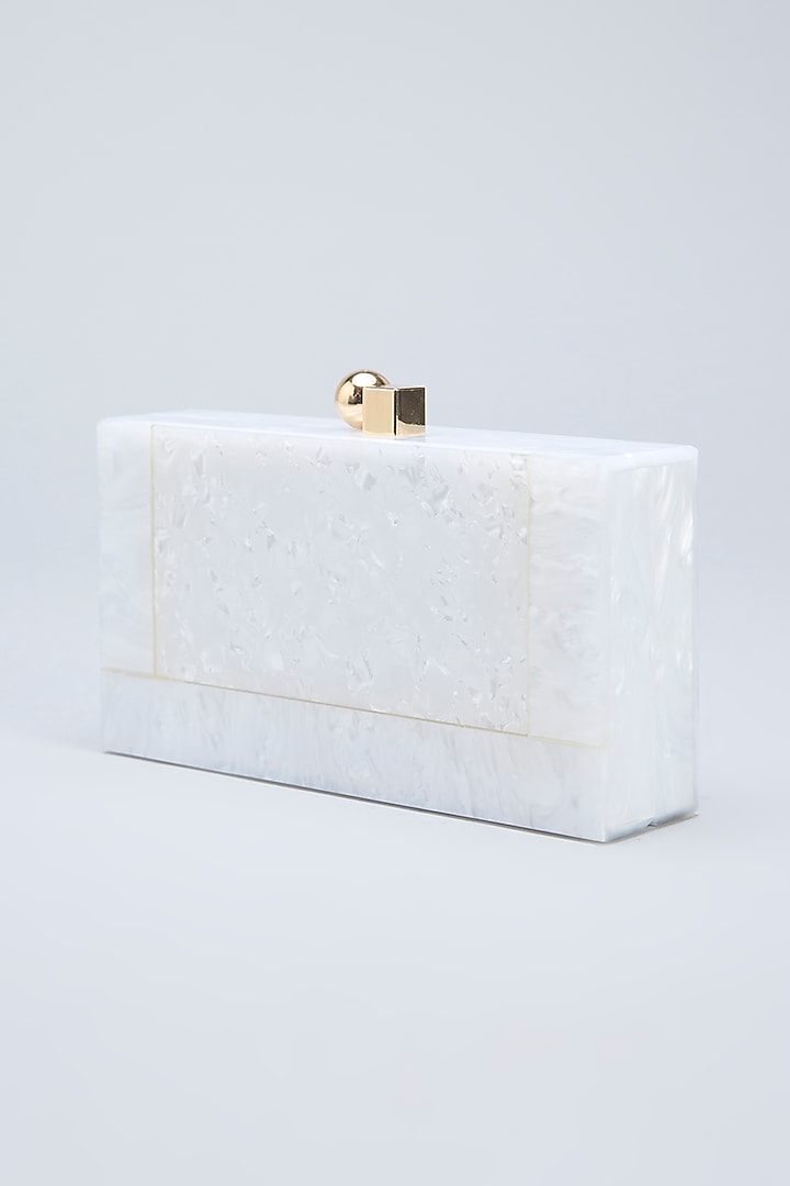 White Acrylic Clutch by Be Chic at Pernia's Pop Up Shop