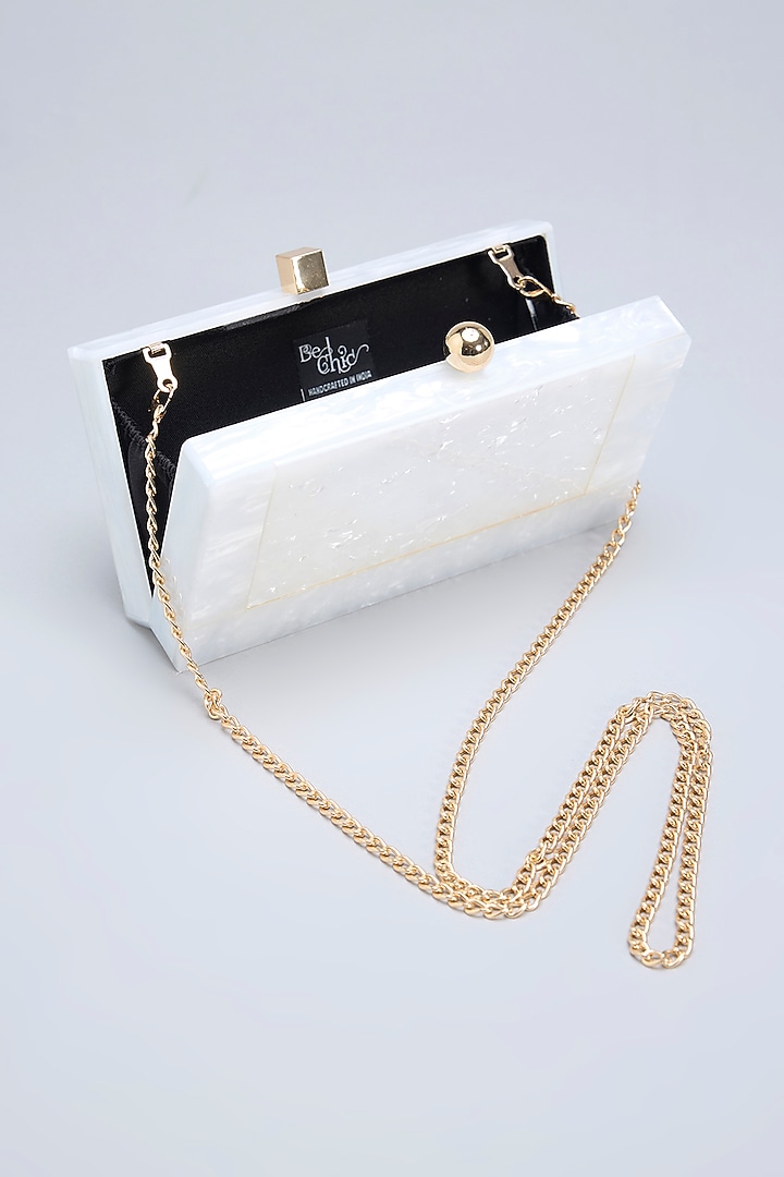 White Acrylic Clutch by Be Chic at Pernia's Pop Up Shop