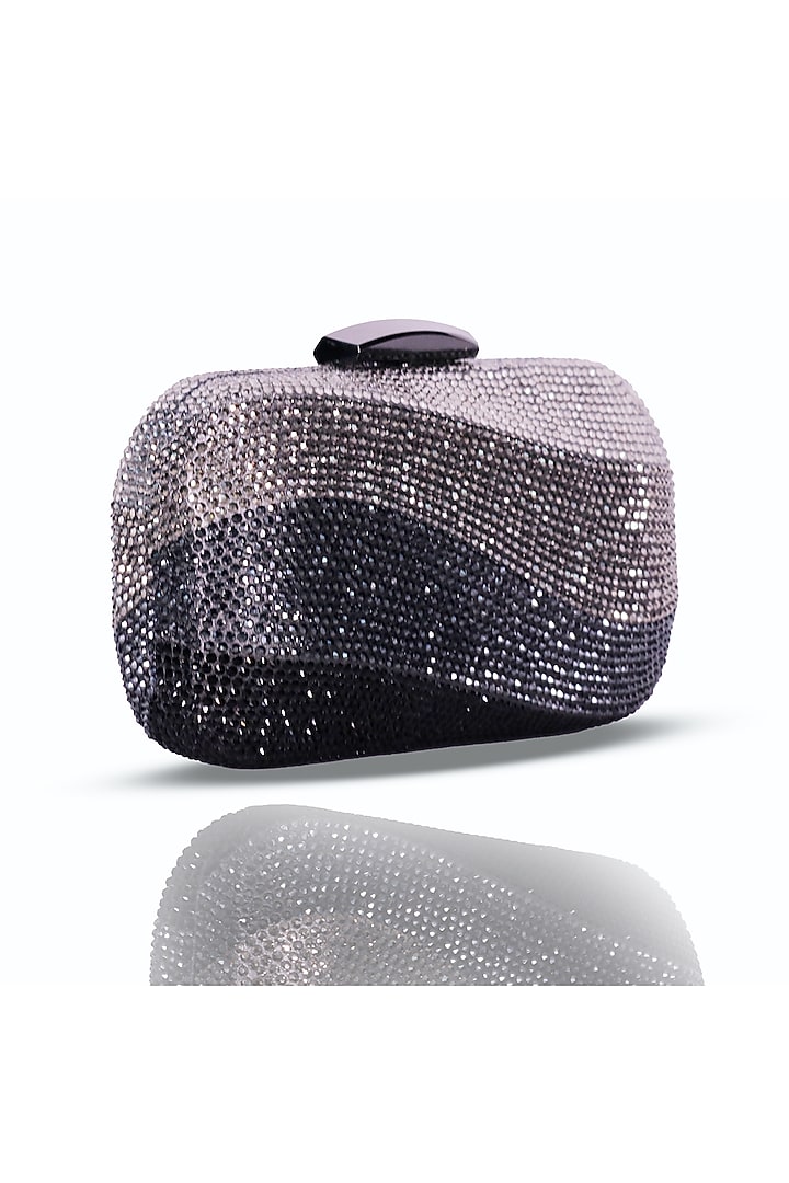Black Metal Crystal Clutch by Be Chic at Pernia's Pop Up Shop