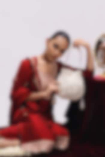 Ivory Silk Mirror Work Potli by Be Chic at Pernia's Pop Up Shop