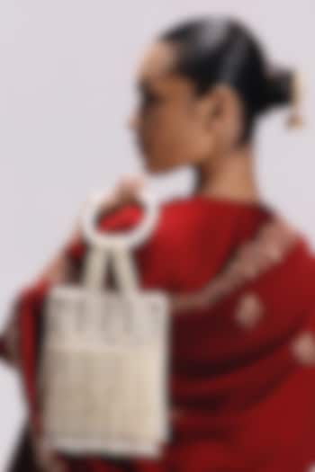 Ivory Silk Mirror Work Potli by Be Chic at Pernia's Pop Up Shop