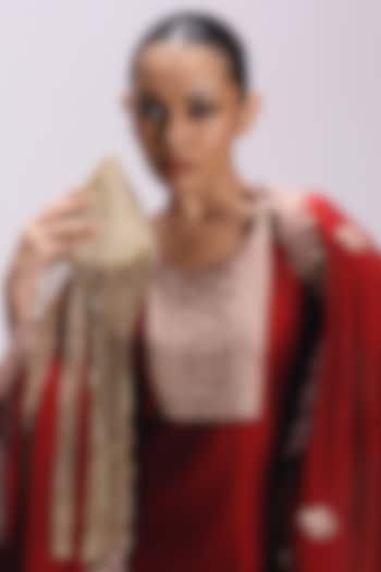 Gold Satin Embellished Triangle Tassel Potli by Be Chic at Pernia's Pop Up Shop