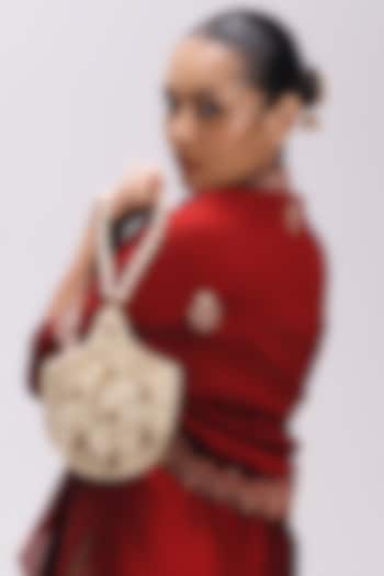 Gold Satin Embellished Potli by Be Chic at Pernia's Pop Up Shop