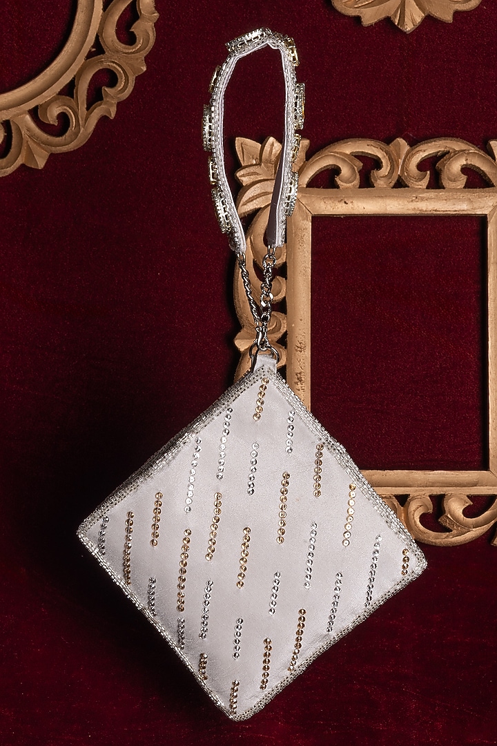Gold Satin Embellished Clutch by Be Chic at Pernia's Pop Up Shop
