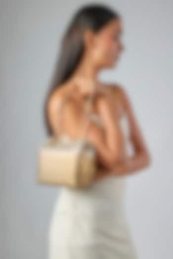 Gold Satin Crystal Embellished Potli by Be Chic at Pernia's Pop Up Shop