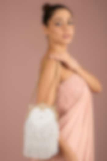 Ivory Satin Tassel Embellished Potli by Be Chic at Pernia's Pop Up Shop