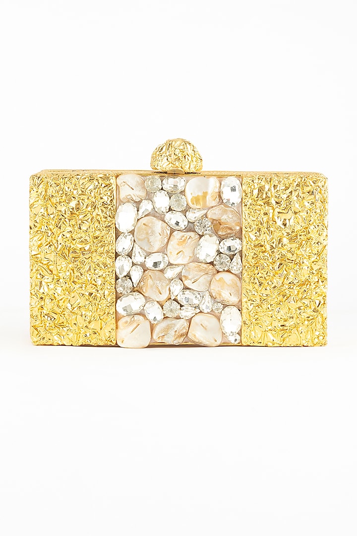 Gold Handcrafted Clutch With Swarovski Design by Be Chic at Pernia's ...