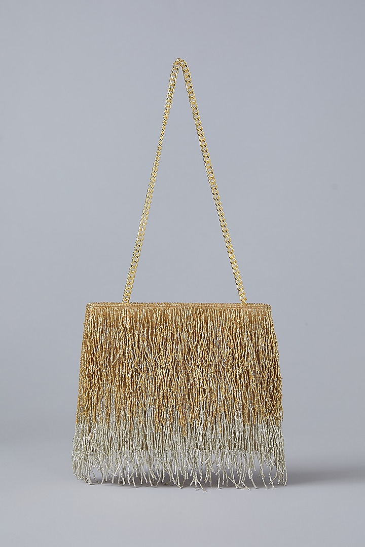 Gold Ombre Satin Hand Embroidered Potli by Be Chic at Pernia's Pop Up Shop