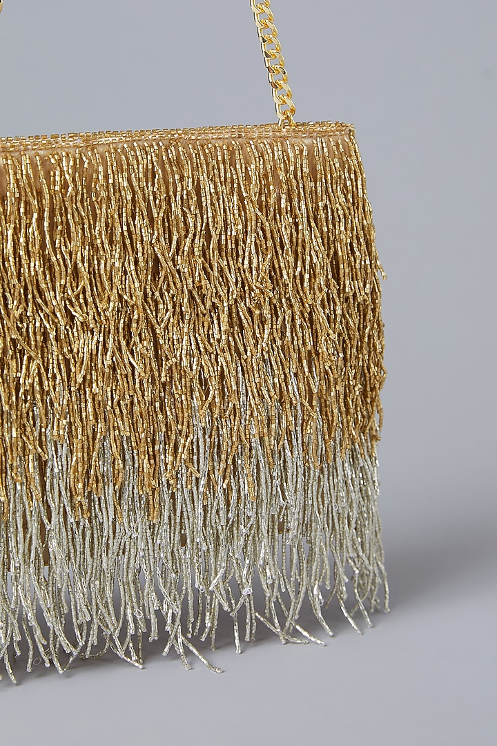 Gold Ombre Satin Hand Embroidered Potli by Be Chic at Pernia's Pop Up Shop
