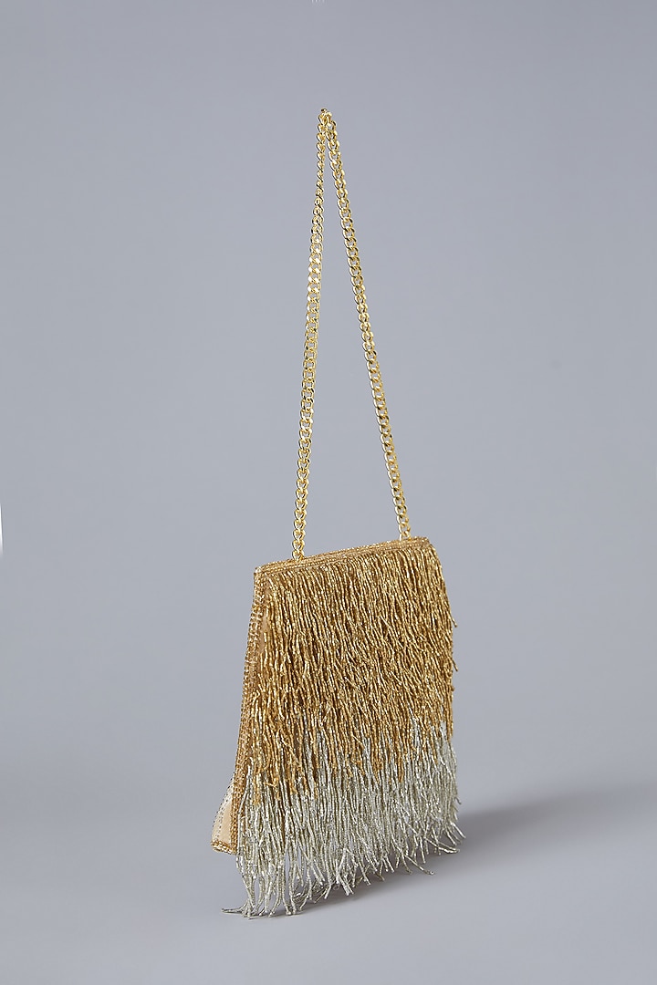 Gold Ombre Satin Hand Embroidered Potli by Be Chic at Pernia's Pop Up Shop