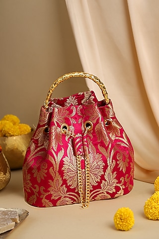 Pink Brocade Potli by Be Chic