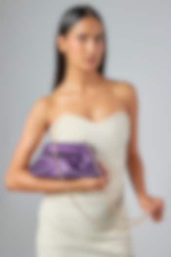 Purple Satin Crystal Embellished Clutch by Be Chic at Pernia's Pop Up Shop