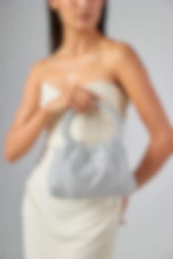 Silver Satin Crystal Embellished Clutch by Be Chic at Pernia's Pop Up Shop