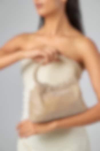 Gold Satin Crystal Embellished Clutch by Be Chic at Pernia's Pop Up Shop