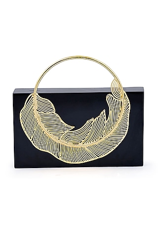 Black Brass Metal Clutch by Be Chic