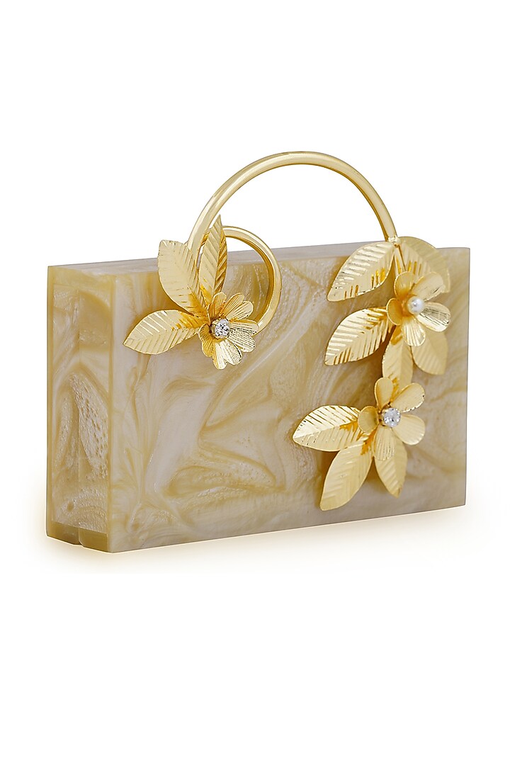 Caramel Brass Metal Clutch by Be Chic at Pernia's Pop Up Shop