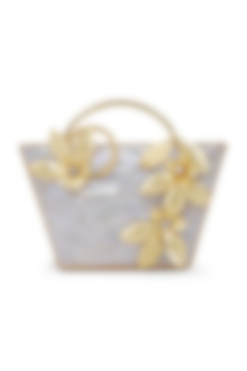 Gold & Ivory Floral Handle Clutch by Be Chic